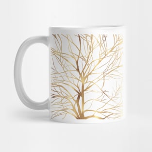 Modern Gold Tree Silhouette Minimal White Design Mug